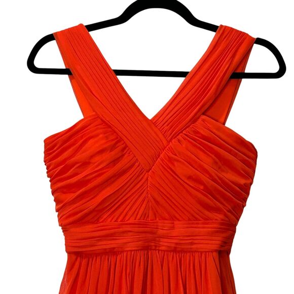 Alfred Sung Full Length Chiffon V-Neck Dress Tangerine Tango D678 Women's 2 NWT - Picture 5 of 10
